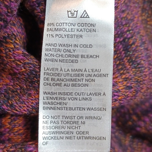 Lord & Taylor Sweater S Metallic Fringe Trim Marled Purple Orange Small - Picture 5 of 5